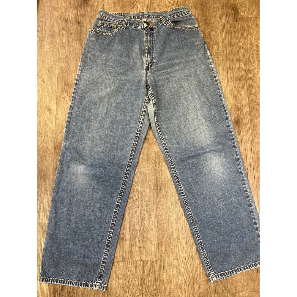 LL Bean Womens Vintage High Rise Straight Leg Jeans Medium Wash 14M MF93 Cotton